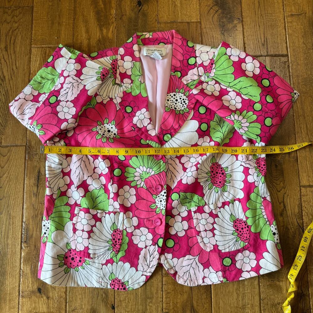 Giorgio Fiorlini Collection Linen Blend Pink Floral Blazer Jacket Women Plus 16W - Picture 4 of 6
